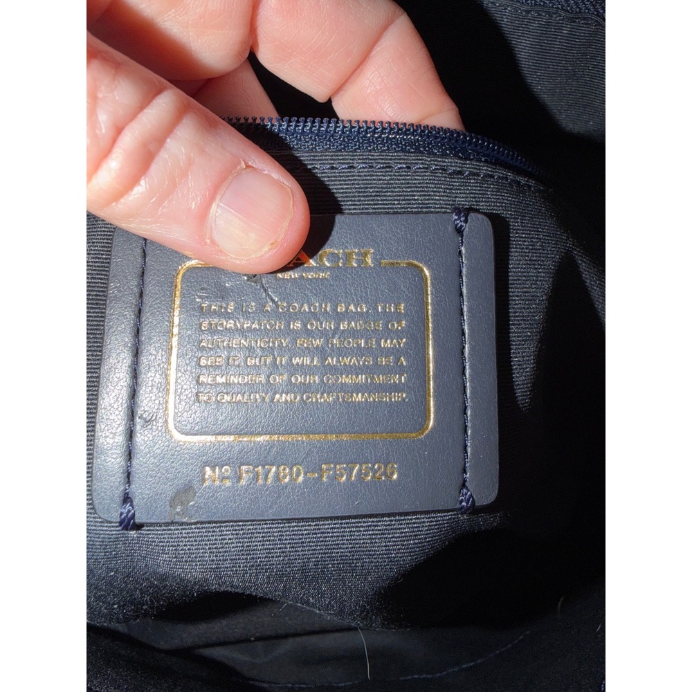 Coach Ava Chain Tote Midnight Navy Crossgrain Leather Shoulder Bag F57526 - Picture 3 of 16